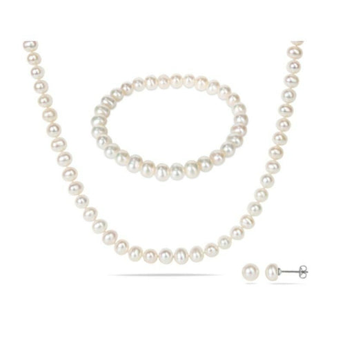 Women's Freshwater 6-7mm Cultured Pearl Bracelet  Necklace  and