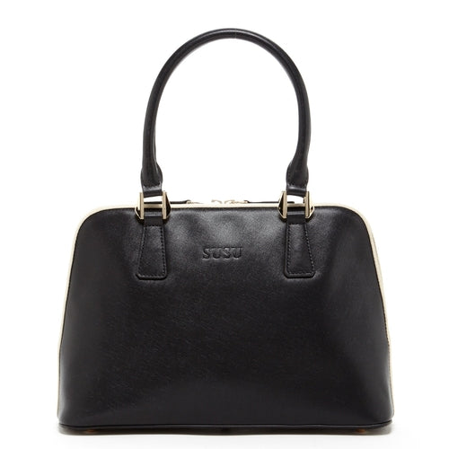 Melissa Saffiano Leather Satchel Bag Black