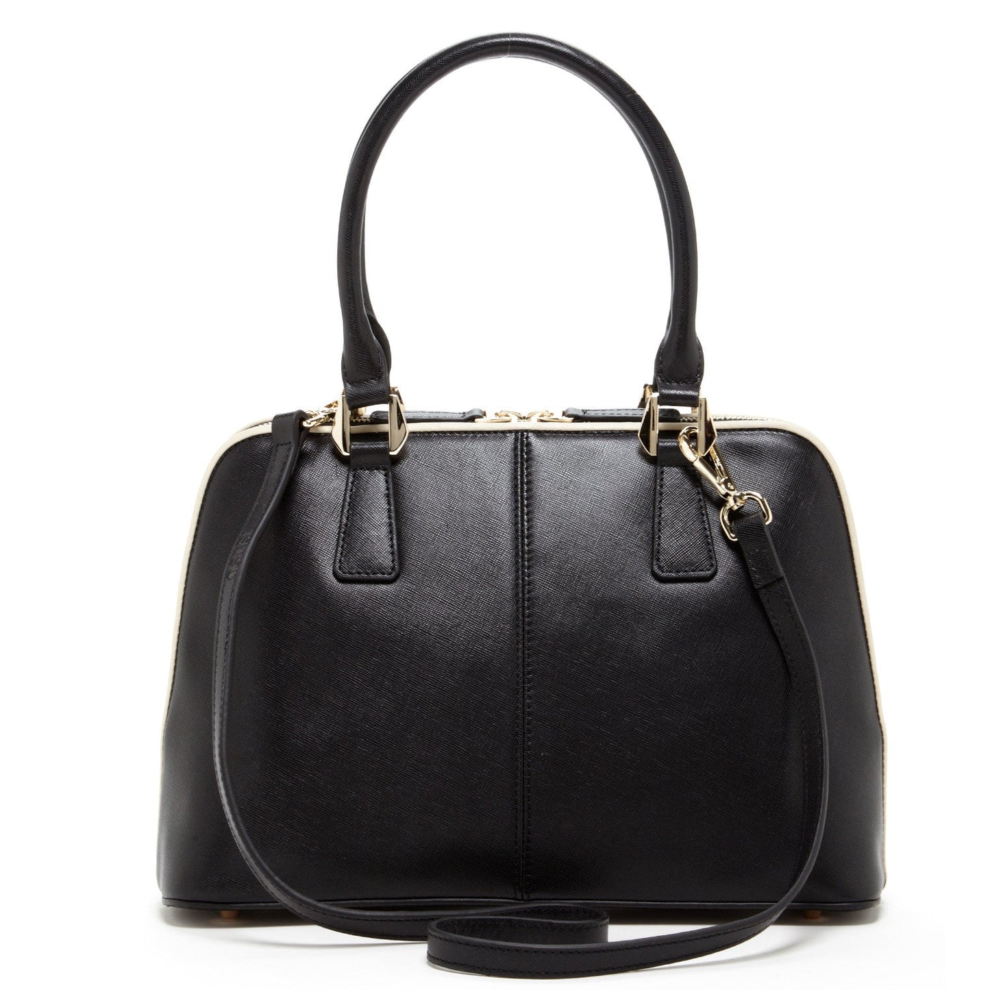 Melissa Saffiano Leather Satchel Bag Black