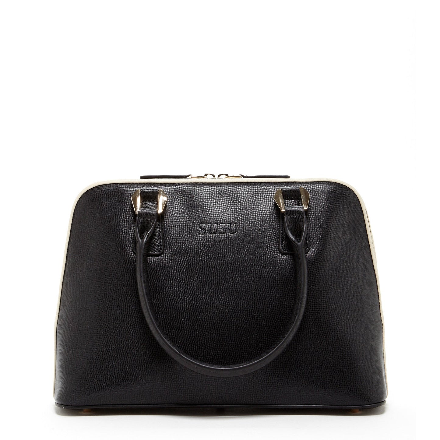 Melissa Saffiano Leather Satchel Bag Black