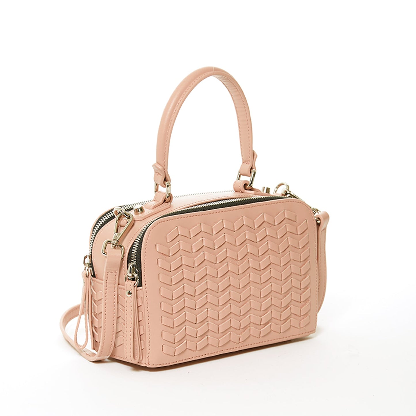 Kayla Pink Woven Leather Bag