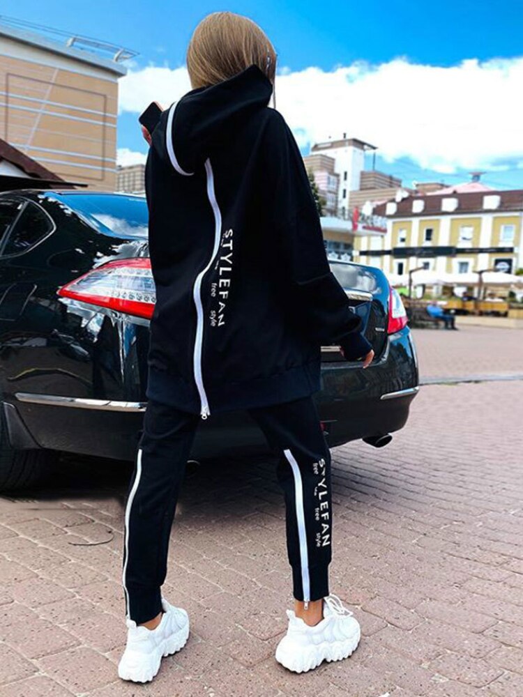 Women Letter Sweatshirts 2Piece Sets Tracksuit Oversized Suit 2022