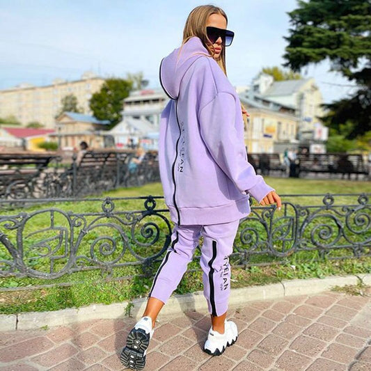 Women Letter Sweatshirts 2Piece Sets Tracksuit Oversized Suit 2022