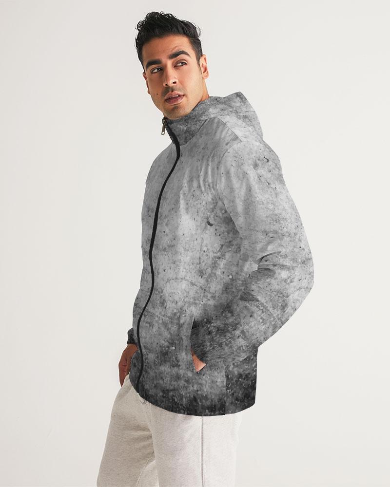 Mens Lightweight Windbreaker Jacket With Hood And Zipper Closure, Grey