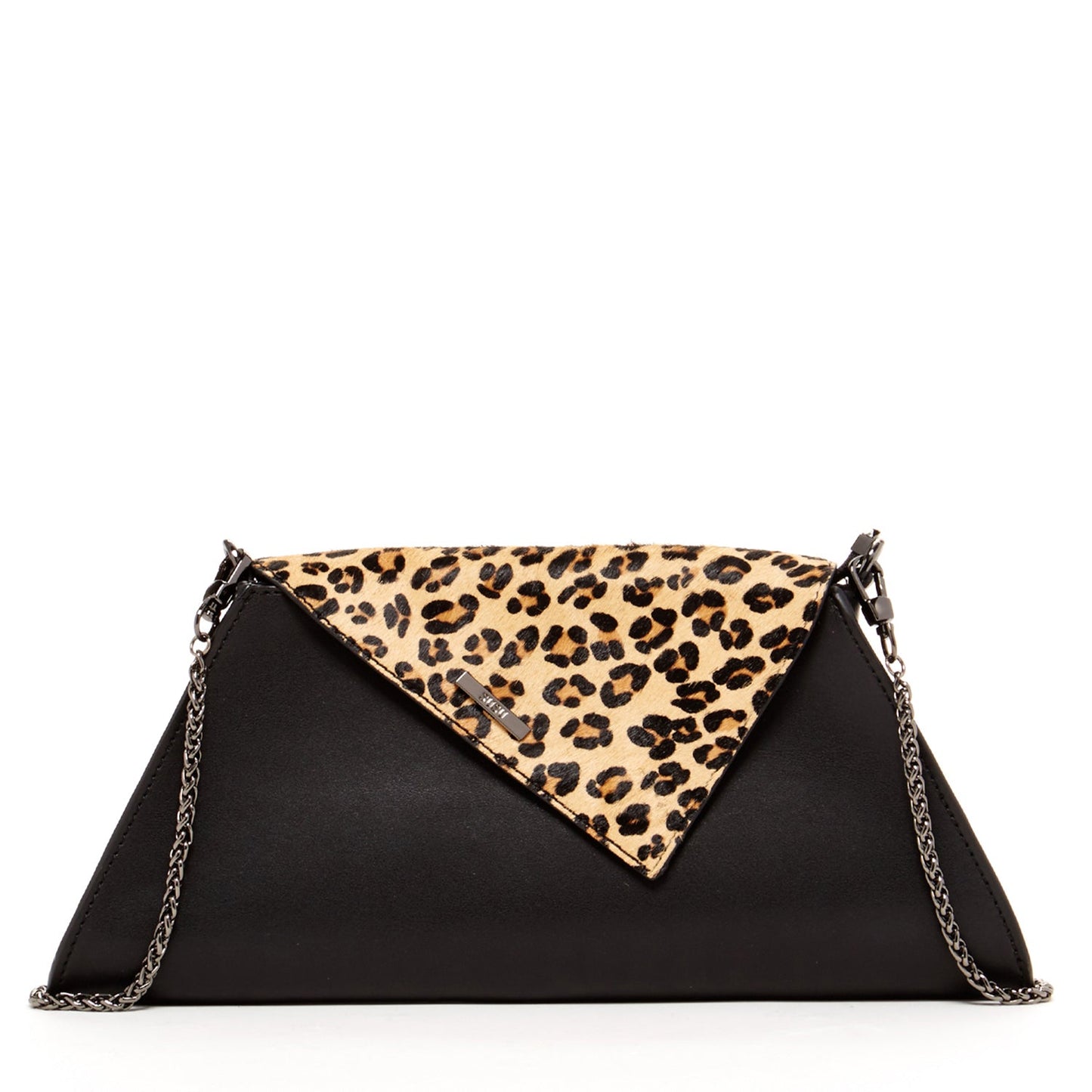 Angelica Black Leopard Clutch Bag