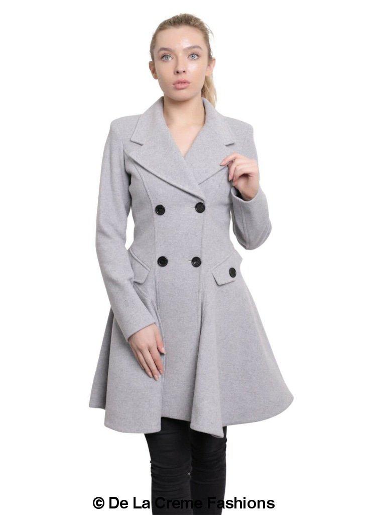 Wool Blend Double Breasted Skater Coat (1102) – DolceHill