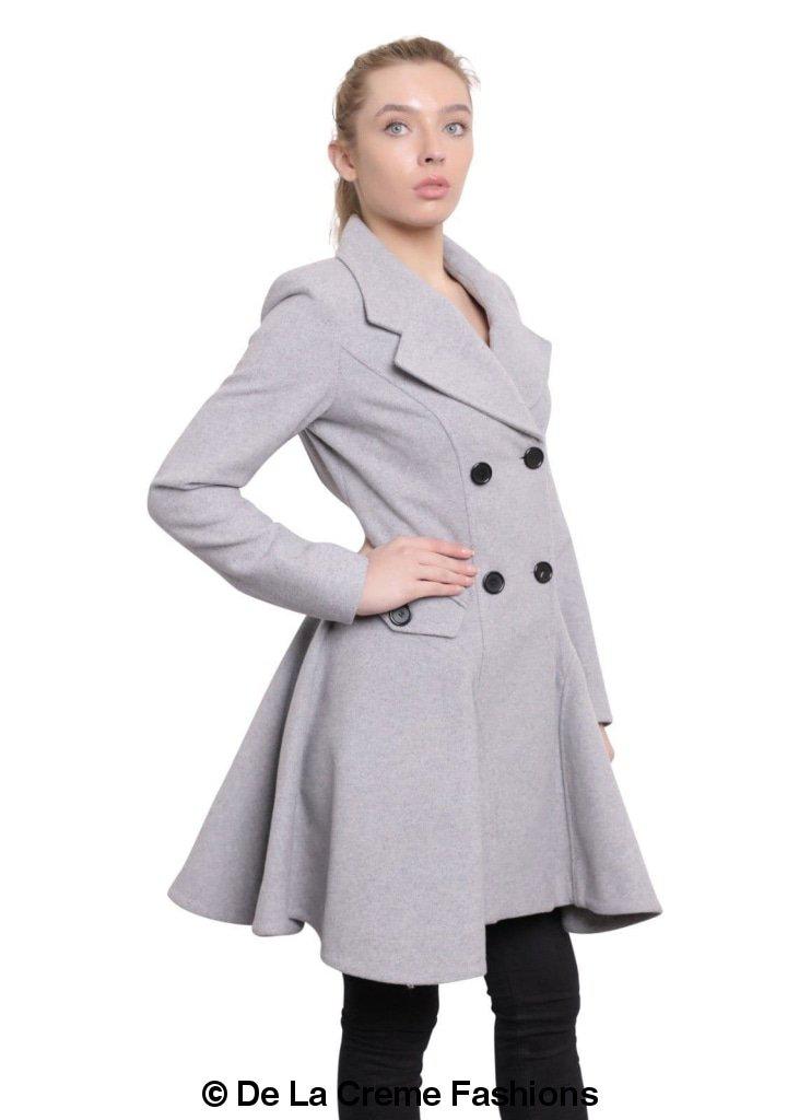 Wool Blend Double Breasted Skater Coat (1102) – DolceHill