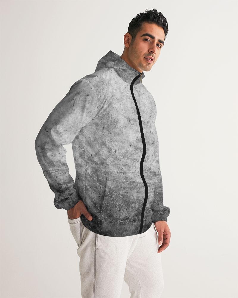 Mens Lightweight Windbreaker Jacket With Hood And Zipper Closure, Grey