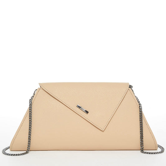 Angelica Nude Leather Clutch Purse