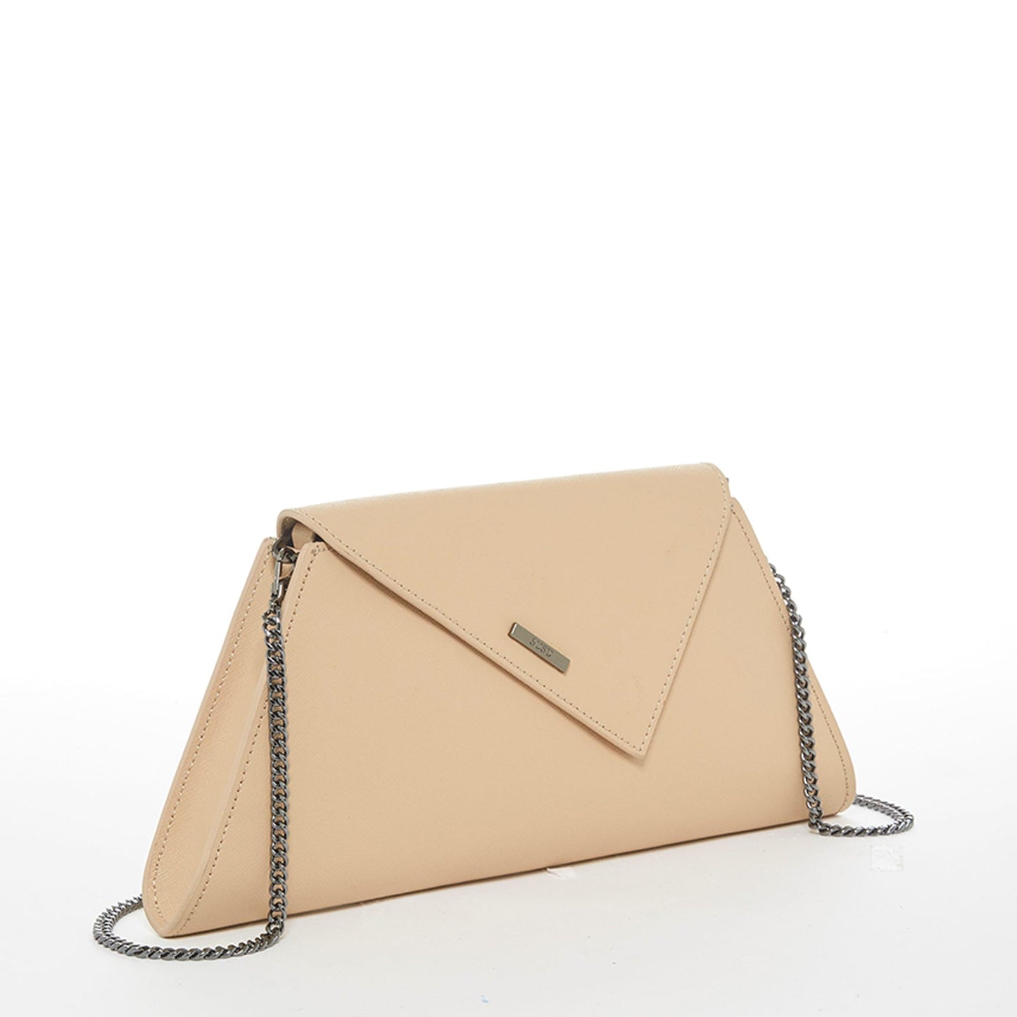 Angelica Nude Leather Clutch Purse